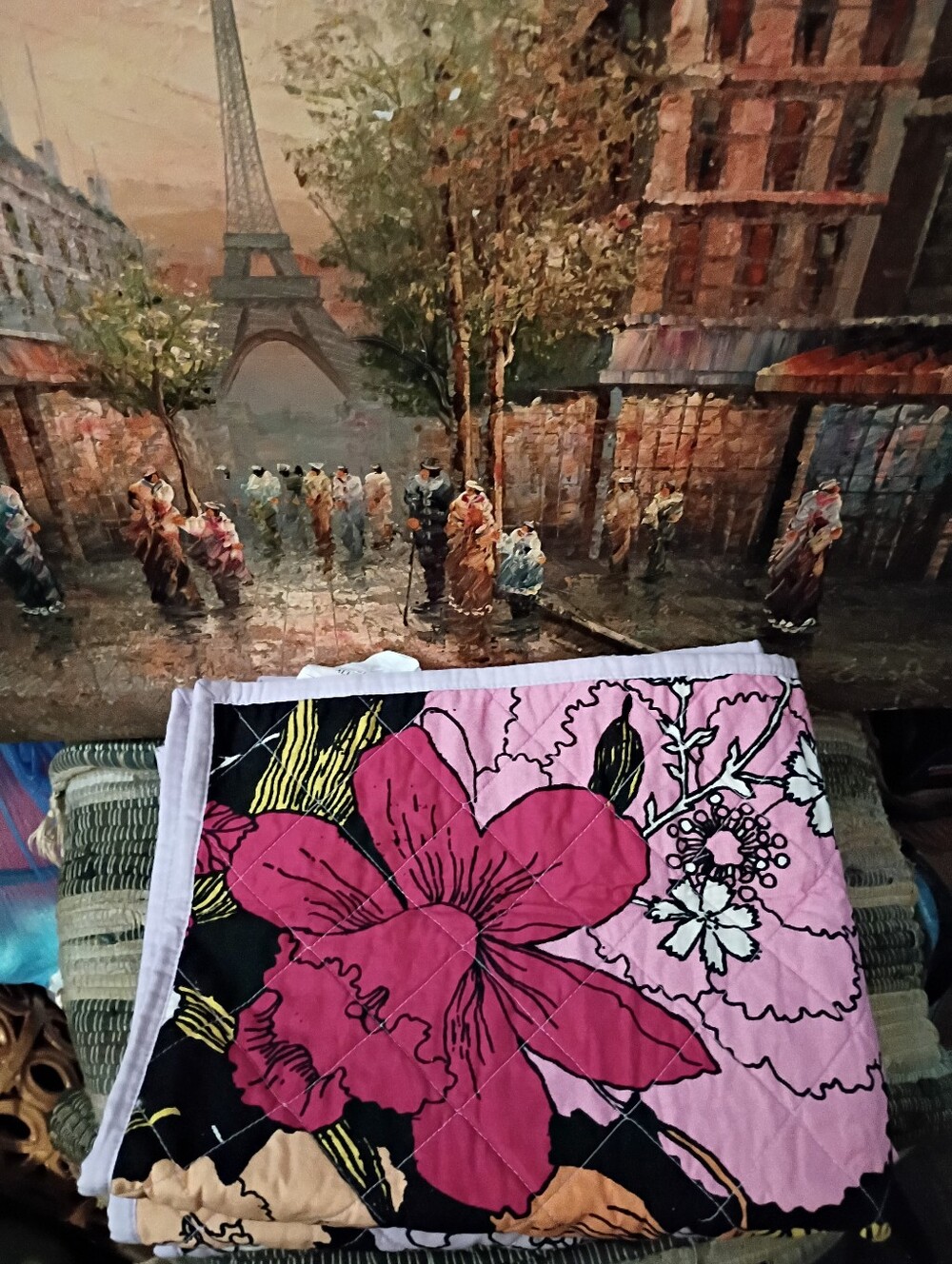 PEKING HANDICRAFT USA 2 Pink Floral Quilted VINTAGE SHAMS 26"×20" NICE SET.